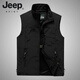 JEEP SPIRIT春季薄款爸爸装中老年男士马甲口袋钓鱼背心坎肩休闲工装外套爷爷 军绿 L