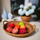 Zhenculinary Vietnamese oval woven fruit basket with handle, living room snacks, groceries, candy, melon seeds, hotel restaurant, fruit tray, coffee table, fruit bread, dessert storage basket, oval fruit basket 38*32*12CM