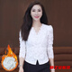Ma Feixuan plus velvet and thickened hollow lace shirt French new autumn and winter lace bottoming shirt slimming slim long-sleeved top ginger-warm shirt for women 3XL-warm shirt for women