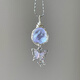 Xidian original design aquamarine rough stone butterfly necklace women's niche clavicle chain hand-wound crystal pendant Youdieyu