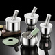 Du Zhunyu 304 stainless steel garlic mortar mash jar stone mortar garlic pounder grinder mortar household mortar mortar grinding mortar small classic small classic hammer anti-spill lid