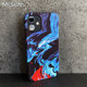meskins original suitable for Apple iPhone16Pro mobile phone case anti-fall 15 matte ink blue simple Japanese and Korean style 13mini mobile phone case 14promax personalized custom model 3894 iPhone14promax