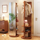 Miroir de vinaigrette en bois massif Qiuke Miroir de randonnée pour le sol entier pour les vêtements de chambre à coucher mobiles multifonctionnels Miroir rotatif intégré