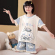 
Manido Summer Children's Kulomi Pajamas Thin Cartoon Set Little Girl Pure Cotton Short Sleeve Girls Home Cotton M6636 Women [Double Short] 100cm 8 size recommended 100-105cm