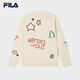 FILA Official Couple's Knitted Sweater 2025 Fashionable and Comfortable Graffiti Hand-Embroidered Pullover Sweater