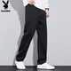 Playboy (PLAYBOY) Jeans Men's Spring and Summer Casual Pants Men's Loose Straight Men's Fashion Trendy Trousers Black XL
