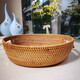 Zhenculinary Vietnamese oval woven fruit basket with handle, living room snacks, groceries, candy, melon seeds, hotel restaurant, fruit tray, coffee table, fruit bread, dessert storage basket, oval fruit basket 38*32*12CM