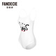 Fendice Shopping Mall Same Style Sling Swimsuit Female Cat Print Slim Fit One-piece Swimsuit with Breast Pad FS00122 Milky White CRM M