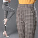 Langwei Ferri Plaidhose für Frauen Frühling und Herbst Neue Frauen mittleren Alters mittleren Alters und elastischer schlanker Graugitter [Elastische Taille] 983# Fleece L [105jin [Jin entspricht 0,5 kg] ~ 115jin [Jin entspricht 0,5 kg]]