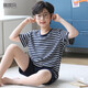 曼妮朵男童睡衣夏季新款短袖男孩纯棉儿童大童全棉薄款青少年家居服套装 N6621【双短】 160 M码建议155-160cm