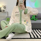 OULUXI solid color wrinkled cloth cotton confinement clothes spring and autumn pregnant women pajamas in summer breathable sweat-absorbing and postpartum breastfeeding clothes AXXE724 concentric knot L code (recommended 90-115 Jin [Jin equals 0.5 kg])