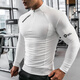Lutielang Sports Fitness Wear Sports Student Cycling Suit Men's Running Long-Sleeved Tights Elastic Quick-Drying Top Training White M