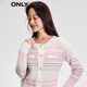 ONLY autumn and winter fashion contrasting striped long sleeve round neck short sweater for women 12343B002 HQ2 rainbow stripes XS 155/76A