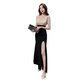 Chuangjingyi choisit une robe à col en V sexy étudiant uniforme de pied de bain de bain de bain technicien de massage mince et mince robe de soirée haut de gamme b3882 noir s