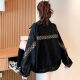 Zhidoudou Sense Black Denim Jacket for Women 2025 New Design Retro Hong Kong Student Student Korean Loose Daven Jacket 9926# Imagen Negro S sugerido 80--95Jin [Jin es igual a 0.5 kg]
