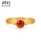 Ming brand jewelry pure gold European style red enamel round muse ring AFM0281 labor cost 550 pure gold ring size 12 about 3.64 grams