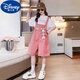 Disney Summer Girls Summer Overalls Set 2025 Neue Kinder mit mittlerer bis großer Kinder modische süße Kinder dünne Shorts Pink 140 (geeignet für 130-140 cm, 7-9 Jahre alt)