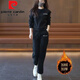 Pierre Cardin pure cotton plus velvet thickened sports suit for women autumn and winter 2025 new fashionable casual round neck sweatshirt two-piece set black velvet suit M100Jin Jin is equal to 0.5 kg within