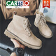 卡帝乐鳄鱼（CARTELO）高档马丁靴男款秋季新款英伦工装鞋磨砂麂皮靴高帮大黄靴子潮潮流 深土黄 41