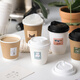 Lishi disposable milk tea cup coffee cup disposable thickened kraft paper cup milk tea soy milk hollow double layer hot and cold 400ml cowhide double layer cup + black lid + sticker 50 pieces