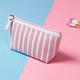 Whale Valley House Cosmetic Storage Bag Portable Travel Small Cosmetic Bag Student Bag Women's Carrying Waterproof Toiletries Storage Bag Pink Stripes