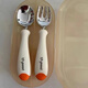 Shixi Fork Spoon Spoon Baby Baby Children Aprenda a comer Suplemento de la horquilla de entrenamiento Conjunto de vajillas de succión Placa de partición Tropical Naranja [plato separado]