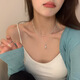 925 sterling silver double layer necklace for women 2023 autumn and winter new rice grain water drop pendant clavicle chain fashionable N1274 plain silver 925 silver