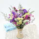 AIMAN Yunnan Flowers Dried Flower Bouquet Forget-Me-Not Lover Grass Combination Starry Gypsophila Living Room Real Flower Arrangement Home Furnishings Purple + Grass About 30 Pieces Not Excluding Flower Basket