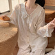 浪莎金丝绒睡衣女秋季女款2025新款长袖长裤甜美公主风花边春夏款夏季 SMSD-9922 M (建议80-100斤)