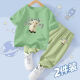 Disney (Disney) Children's Set 2025 New Style Boys Summer Fashion Short Sleeve T-Shirt Girls Mosquito Repellent Pants Summer Baby Clothes White T-Shirt + Small Green Pants Size 90 (Suggested height 80-90cm)