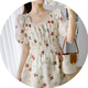 Ayanting Eagle enceinte robe de femmes Nouveau col carré d'été Loose Square à manches florales à floraison moyenne sur-genoue enceinte longue jupe à floral 701 [simple-pièce sans piluage] xl [120-140jin [Jin est égal à 0,5 kg]]]
