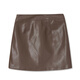 
LILY autumn new women's clothing retro workwear commuting elegant temperament slim PU short skirt A-line skirt women 719 chestnut brown M