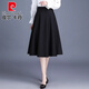 
Pierre cardin black skirt spring and autumn women 2025 new autumn and winter skirt mid-length A-line pleated skirt large size long skirt 6630 black (skirt length 75) M