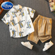 Disney boys summer suit 2025 new Korean style children's handsome clothes trendy boys summer fashionable two-piece set apricot bear 110cm (110cm)