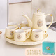 Ruishun tea set set, household water set, cup set, ceramic cup, kettle, tea cup, living room light luxury tea set, cream style crown water set set