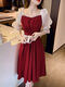 
White Mu Mu Toast Red Dress for Women's Native Year Bride Sense Red Skirt Small Dress Engagement Can Be Wear Red Five-Cents Sleeve High Quality L Recommended 100-120Jin [Jin equals 0.5 kg]