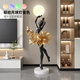 Palm tree Italian abstract sculpture floor lamp ballet girl art large ornament hotel lobby beauty salon entrance decoration ballet girl floor lamp-pink/height 1.38 meters