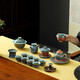 Langting Yafang Jun kiln Kung Fu tea set teapot complete set ceramic kiln glaze high-end home office Chinese style gift box Jun Yufu Emerald Sapphire 22-piece set