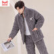 Catman (Miiow) Neuer Herbst- und Winter-Dreischicht-Baumwoll-Pyjamas-Korallen-Samt und Samt, der Flanell-Hauskleidung Winteranzug Dunkelbraun M6627 3-Layer L [95-120jin [Jin ist gleich 0,5 kg]] Dreischichtig eingedickt