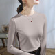 Huandai Modal Cotton Top Round Coule Mine de base en velours mince pour le nouveau style de printemps pour femmes T-shirt à manches à cinq quarts pour femmes Slim Long Manches - Lavender Purple - 679 L