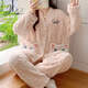 YUCI new confinement suit jacquard coral velvet pajamas for women in autumn and winter pregnant women during pregnancy and postpartum period breastfeeding and warm home clothing set A03-9923 L