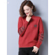 Mingchengmeng red sweater women's autumn and winter new style half turtleneck plus velvet thickened knitted bottoming shirt red sweater L