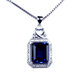 Zhuo Liang Collection Grade Rectangular Tanzanite Sapphire Pendant Necklace Women's Royal Blue Tanzanite Necklace White Gold (Main Stone 10X12mm) No Chain