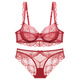 VRSZEE light luxury brand underwear women's thin push-up bra set small breast lace sexy panties temptation bikini burgundy 75B
