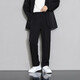 SHANNU casual pants men's spring and summer draped thin trendy loose wide-leg ice silk straight business suit trousers black [high quality] L