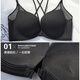 KJ front button seamless bra for women with small breasts gathered to prevent sagging and hold up cross-shoulder straps beautiful back bra summer black single bra 80B