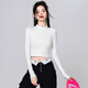 NOME bottoming shirt for women 2026 early spring new style short high collar, inner and outer wear, navel-baring bottoming long sleeves, black M