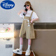 Disney Summer Girls Summer Overalls Set 2025 Neue Kinder mit mittlerer bis großer Kinder modische süße Kinder dünne Shorts Pink 140 (geeignet für 130-140 cm, 7-9 Jahre alt)