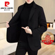 Pierre Cardin high-end cashmere double-sided woolen coat men's down liner short woolen coat autumn and winter men's woolen suit FY818 black high-end 70 wool double-sided woolen removable down liner L (115-125Jin Jin equals 0.5 kg)