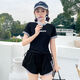Yarso sports large size swimsuit for women swimming pool special fat mm split conservative shorts shorts two-piece set 200 Jin [Jin equals 0.5 kg] swimsuit Swimming cap + 6167-powder powder 2XL (suitable for 115-130 Jin [Jin equals 0.5 kg])